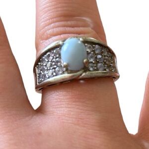Sterling Silver Pale Larimar Light Blue Accent Stone Ring 7 GUC